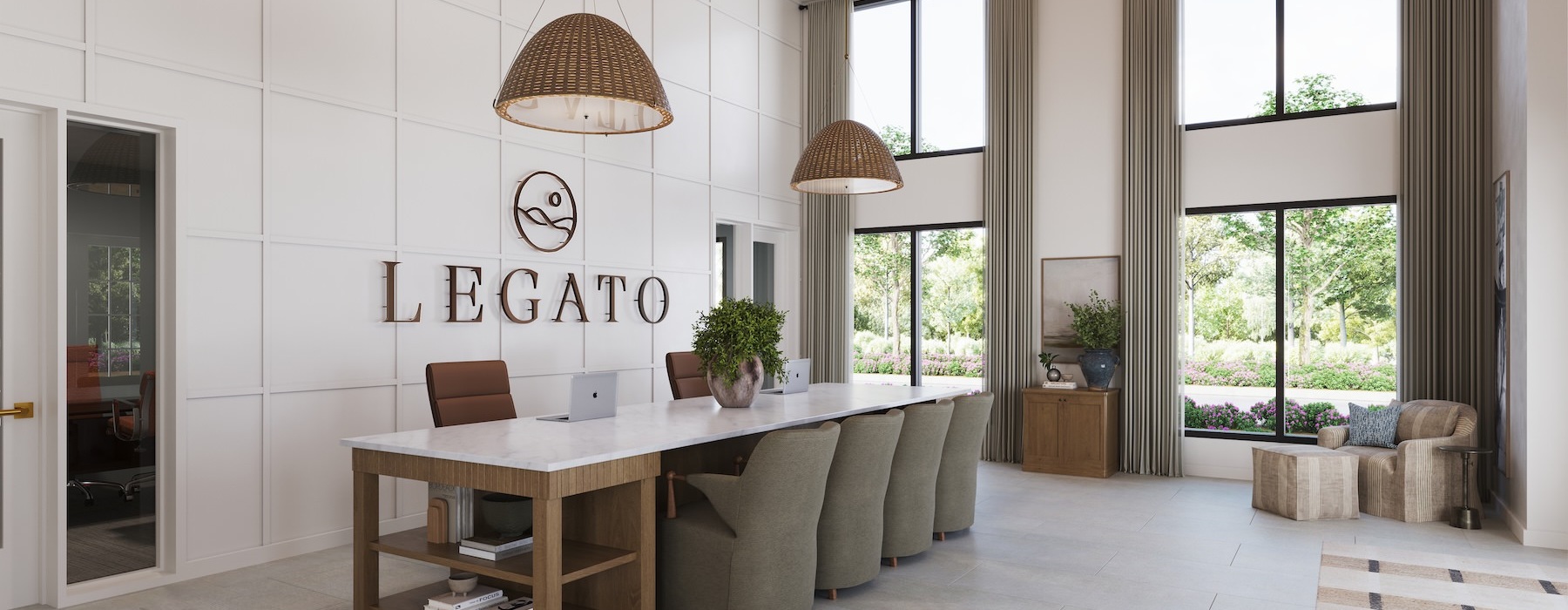 a room with a table and chairs